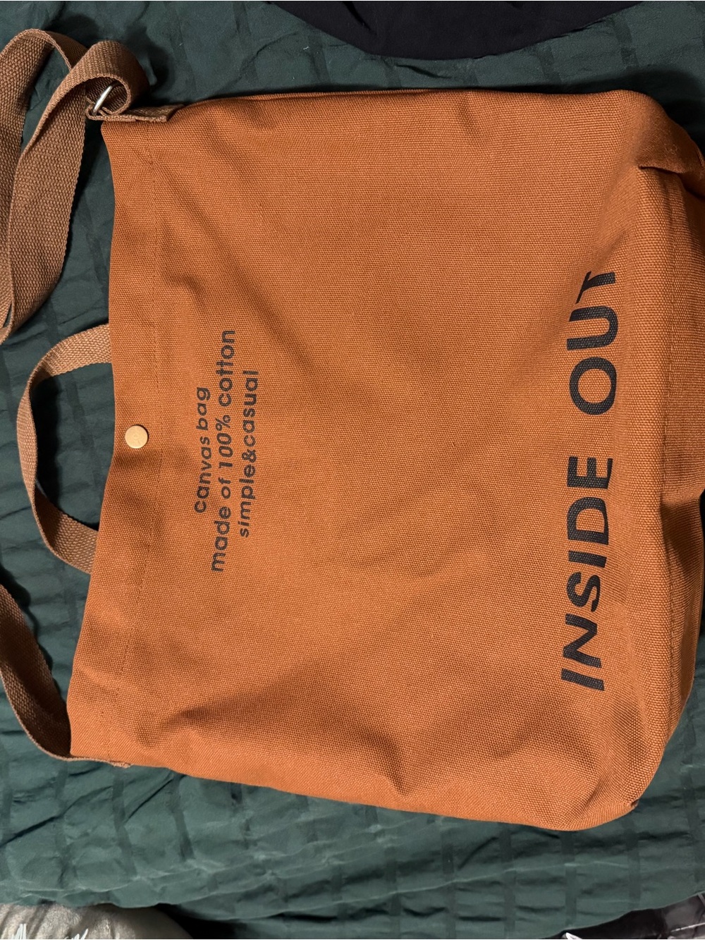 Canvas Crossbody Tote Bag - Rust Brown